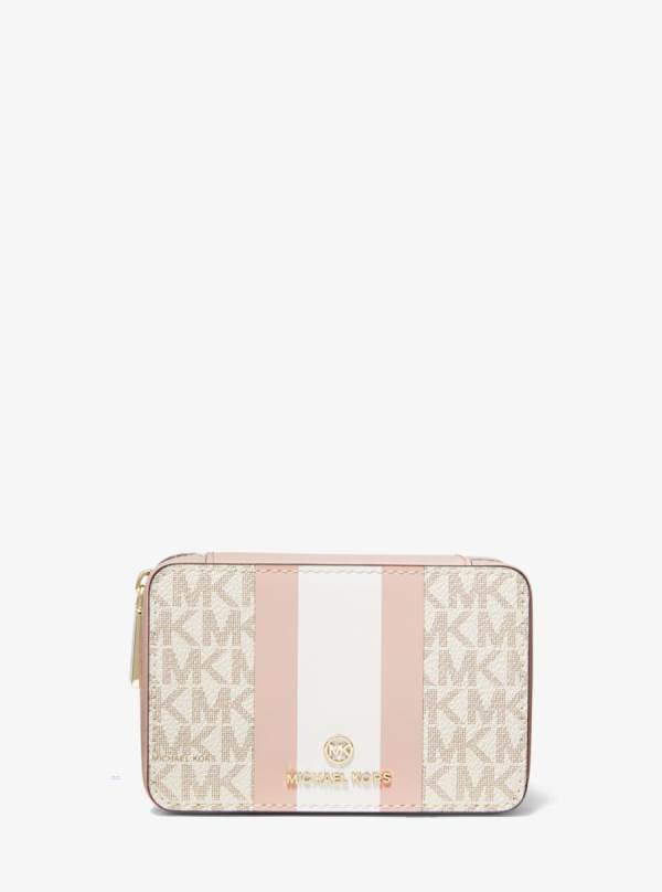 Damske Cestovné Tašky Michael Kors Small Logo Stripe Jewelry Case Ruzove - Kabelky Michael Kors Nejlevnejsi | VGLKX-8195